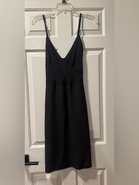 Banana Republic Black V‑Neck Midi Slip Dress